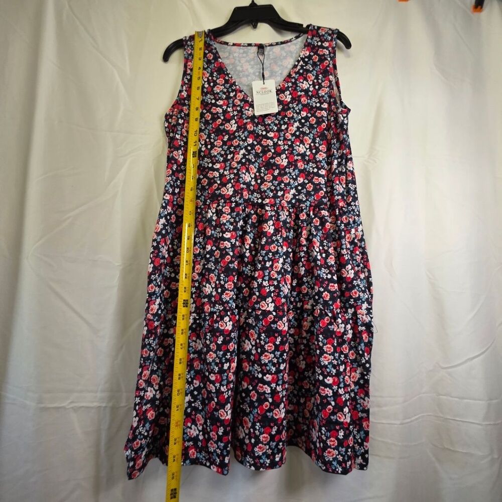 NCLOOK Women's M Floral Sundress Navy Multicolor Sleeveless Knee Length